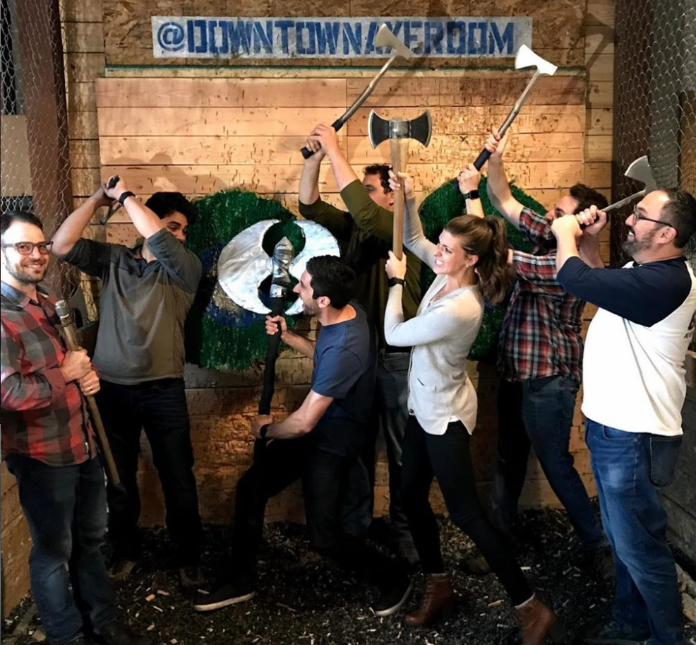 Ein Foto des Inflow-Teams im Downtown Axeroom.