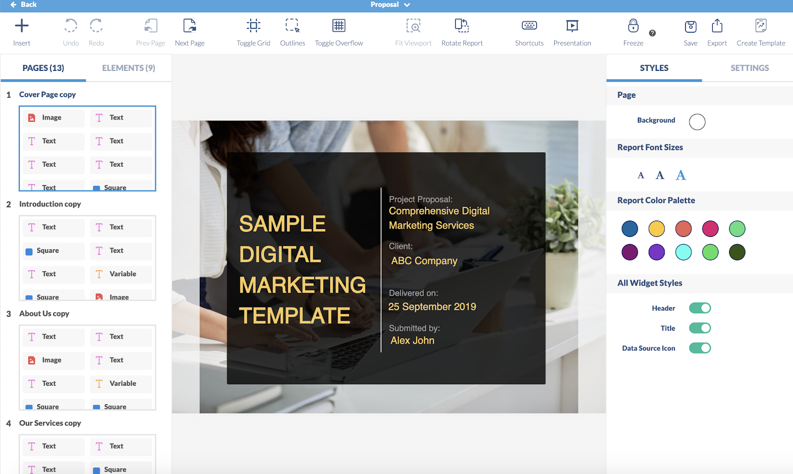 Client-Dashboard-Tools: ReportGarden-Beispielvorlage für digitales Marketing
