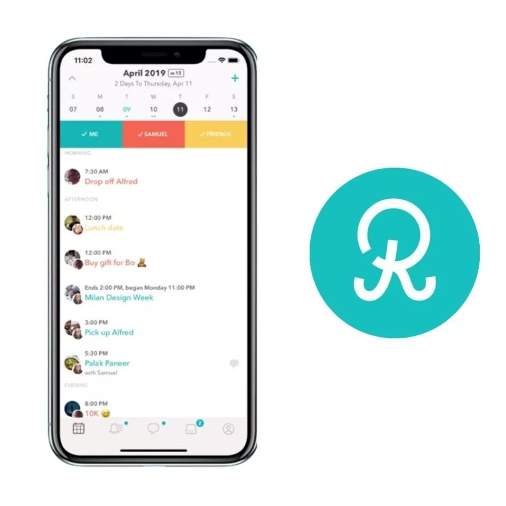 Calendrier de couple partagé par radeau