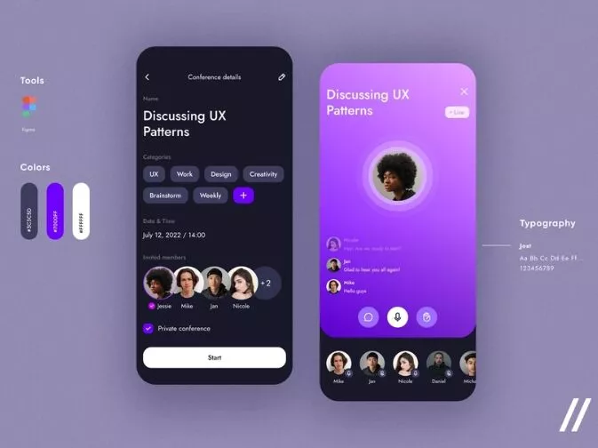 ux dell'app di social media