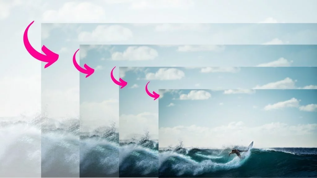 réduire la taille de l'image visuel avec photo d'un surfeur