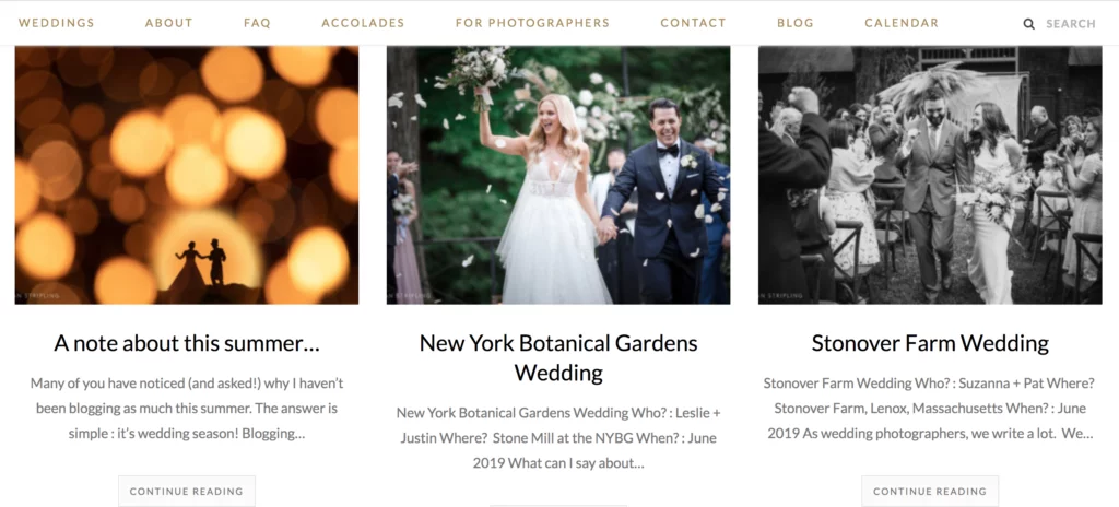 مثال على مدونة التصوير الفوتوغرافي مع تحسين محركات البحث للمصورين