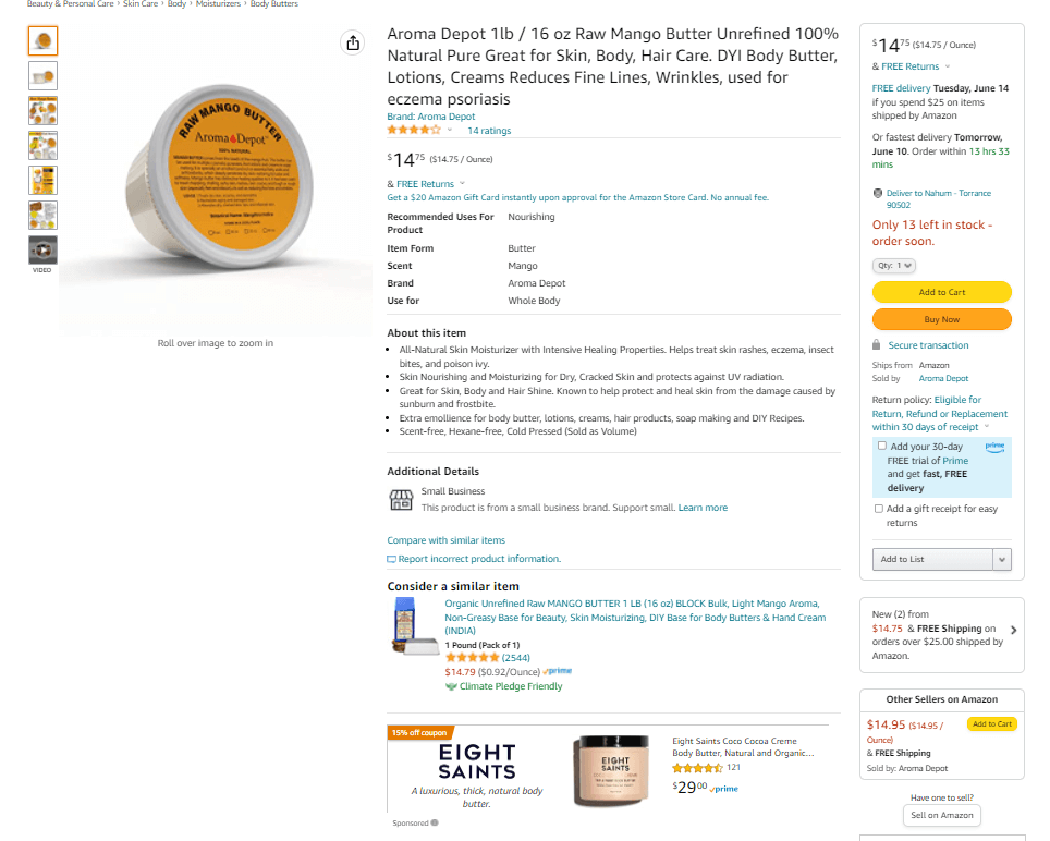 Beispiel für ein Standardangebot bei Amazon.