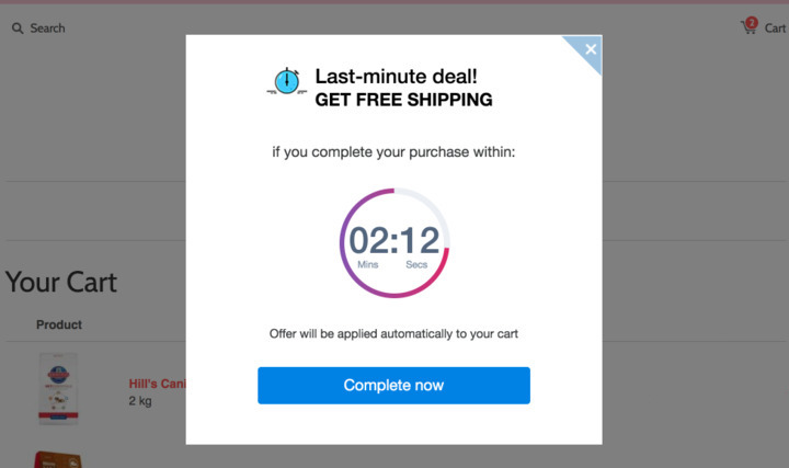 7 stratégies pour booster le taux de conversion de votre page produit : exemple de compte à rebours lors de vos achats