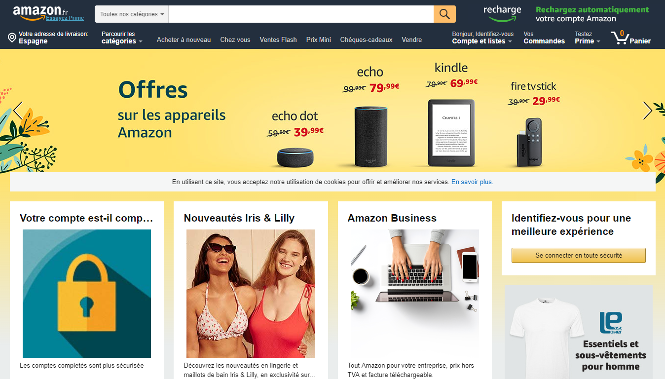 Homepage Amazon, um dos melhores marketplaces do mundo