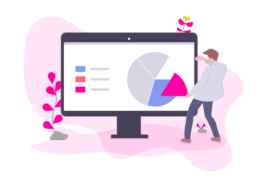 Homme utilisant un ordinateur pour créer des segments