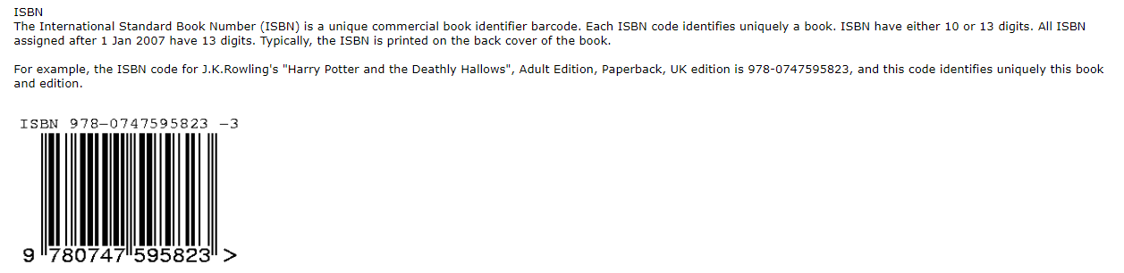 ISBN - 国际标准书号示例