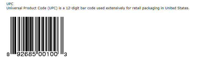UPC - 通用产品代码示例