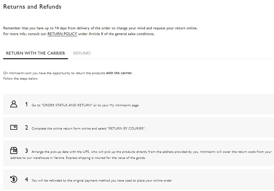 Politique de retour d'Intimissimi