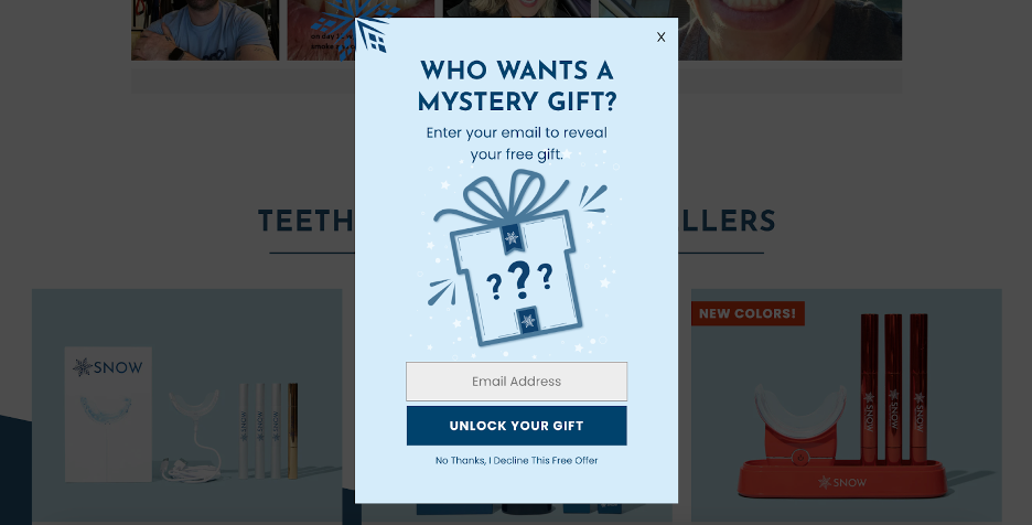 snow popup 01 - SNOW&reg; Teeth Whitening Marketing Strategy: How They Built A $100M Brand