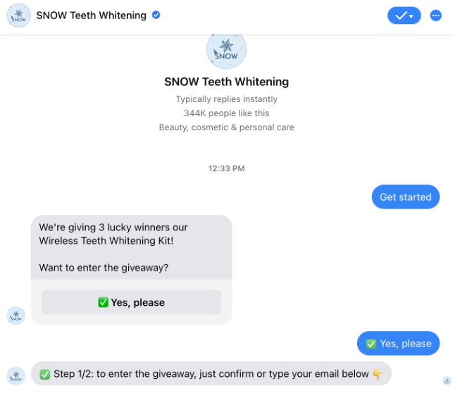 snow messenger giveaway 02 - SNOW&reg; Teeth Whitening Marketing Strategy: How They Built A $100M Brand