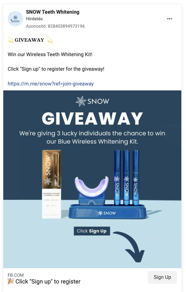 snow messenger giveaway - SNOW&reg; Teeth Whitening Marketing Strategy: How They Built A $100M Brand