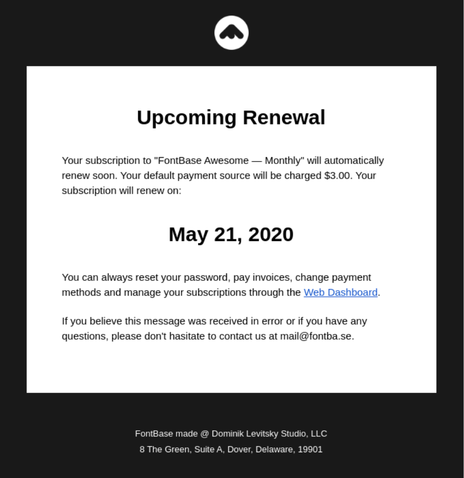 Un ejemplo de un correo electrónico de recordatorio
