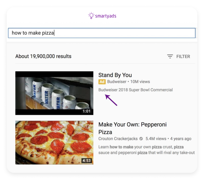 anuncio de búsqueda de youtube