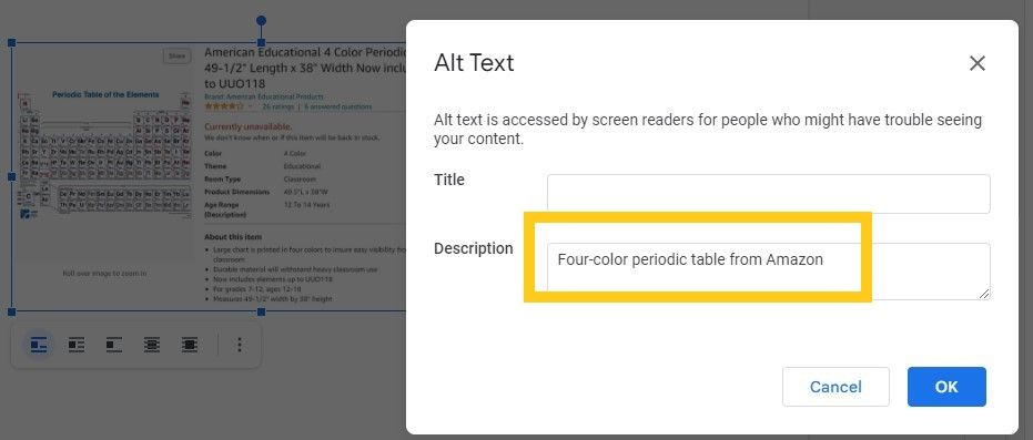 zrzut ekranu przedstawiający sposób dodawania opisu na stronie internetowej