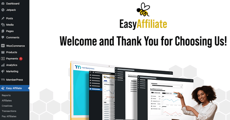 The Easy Affiliate dashboard. 