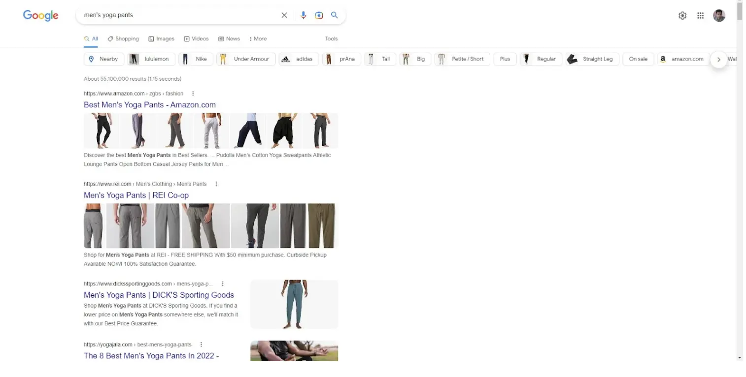 谷歌搜索引擎结果页面