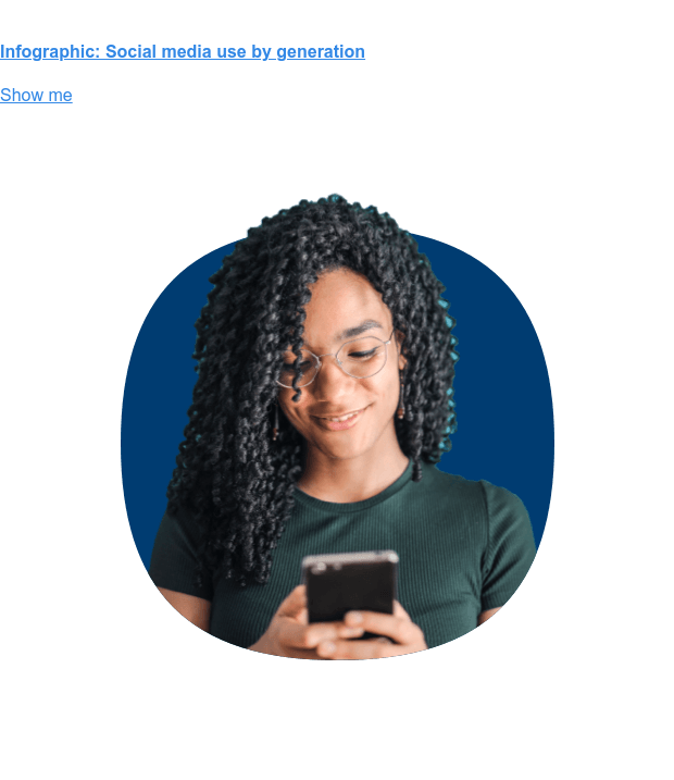 Infográfico: uso de mídias sociais por geração Mostre-me