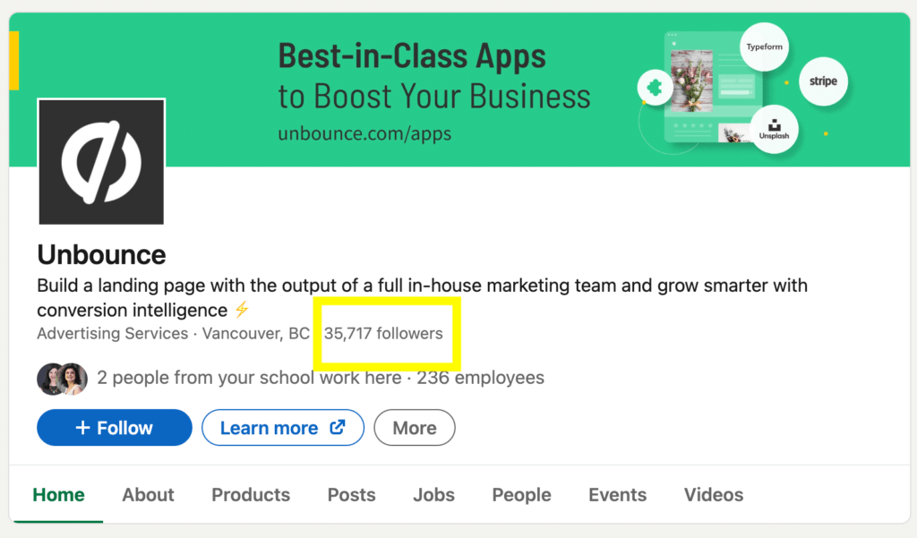 アンバウンスフォロワー |簡単なアフィリエイト Unbounce LinkedIn followers.