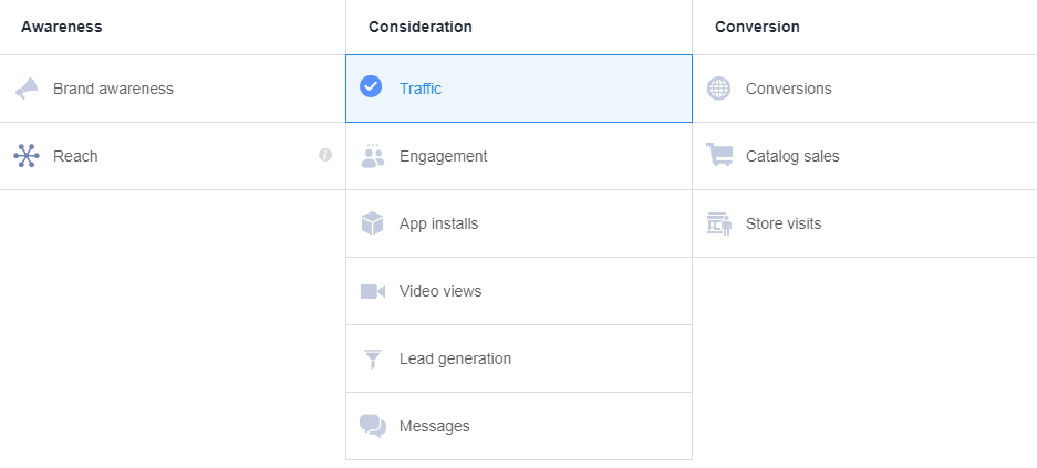Выберите цель кампании