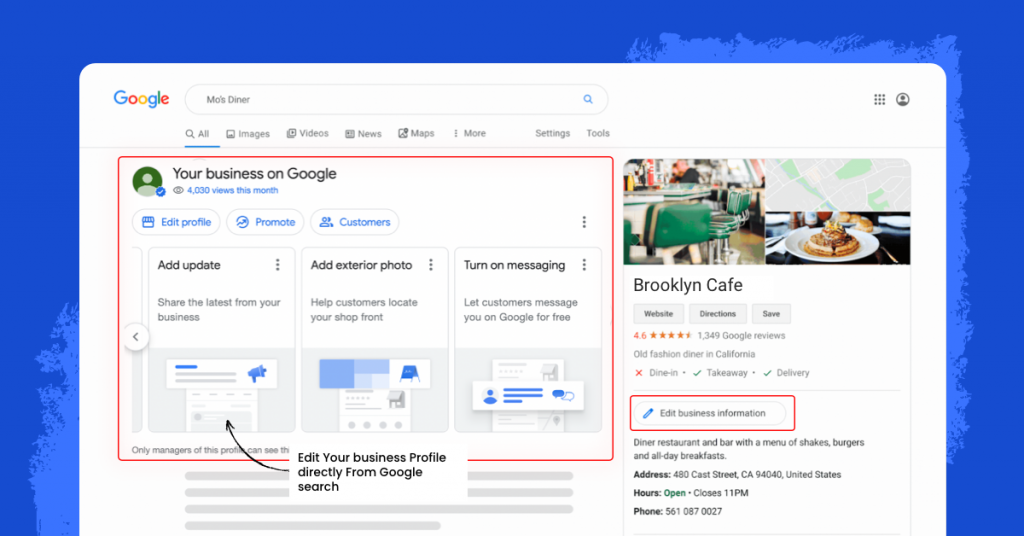 Perfil comercial do Google