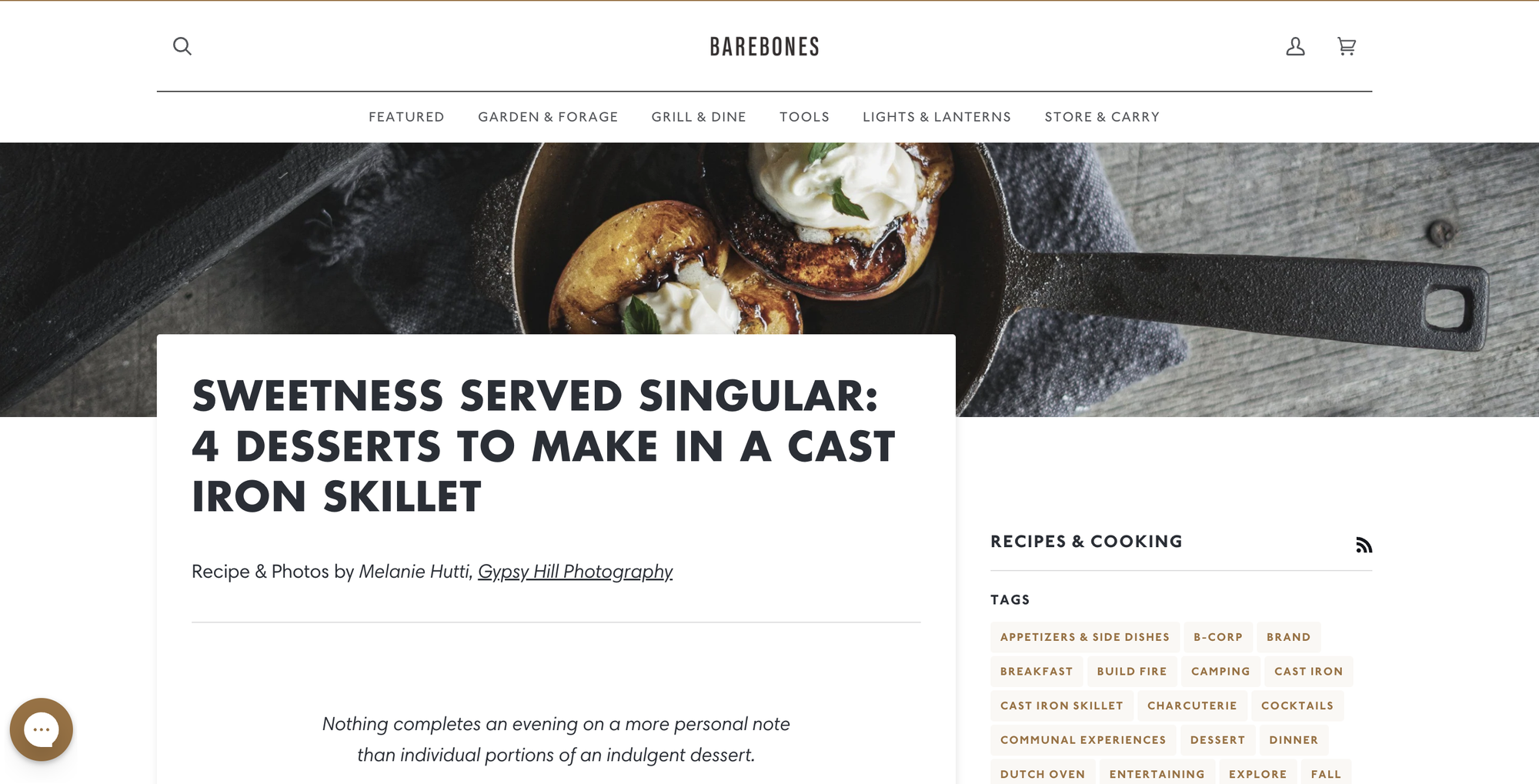 Captură de ecran a blogului Barebones