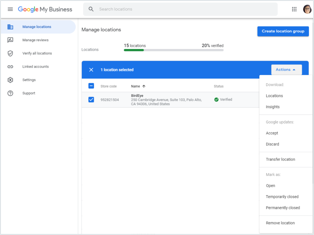 โปรไฟล์ Google My Business