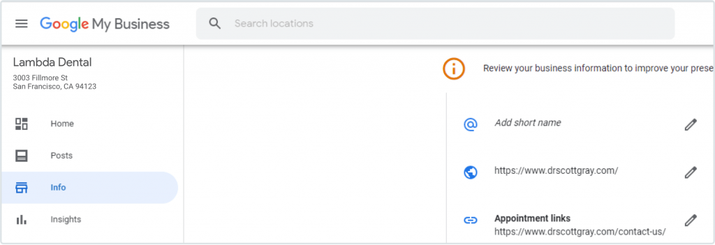 Googleマイビジネスのダッシュボード