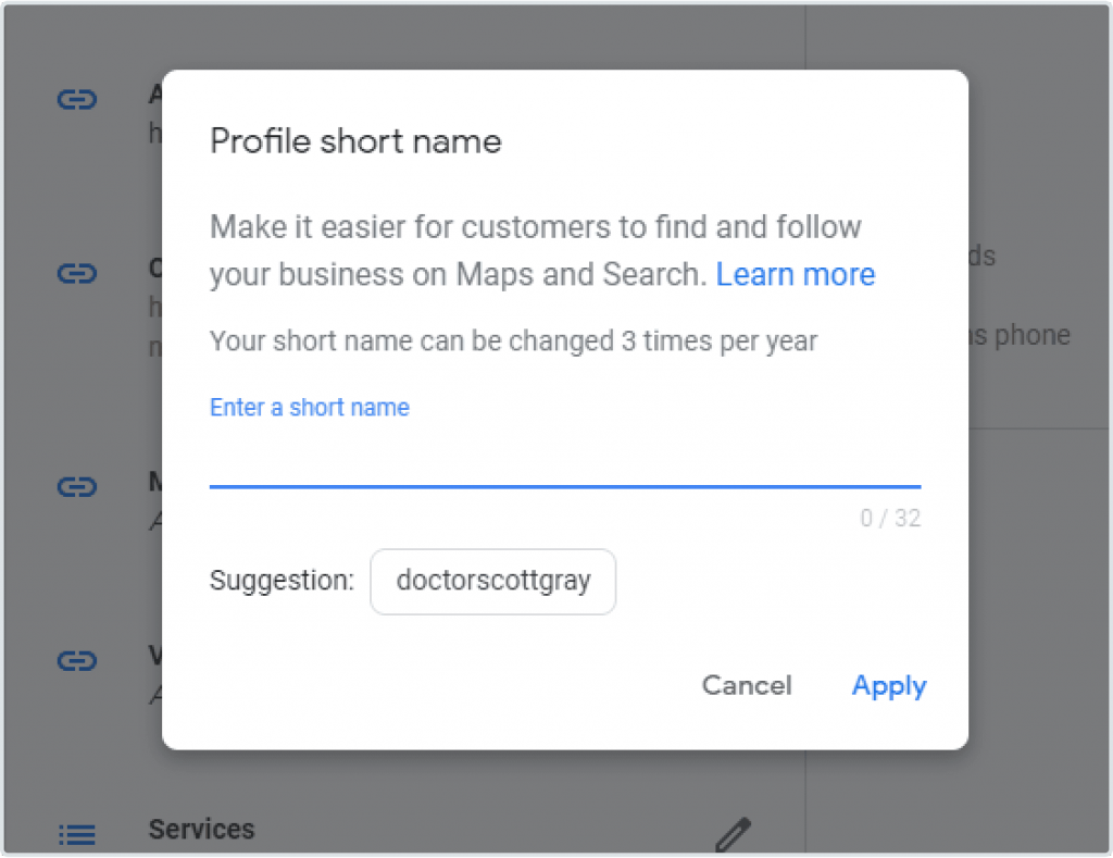 Googleマイビジネスのプロフィールの短縮名を作成する方法