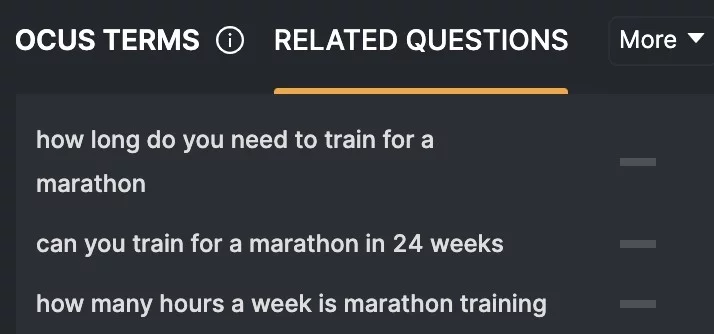 Related Questions Screenshot im SearchAtlas zum Thema Marathon