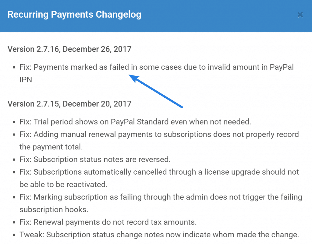 Журнал изменений повторяющихся платежей EDD