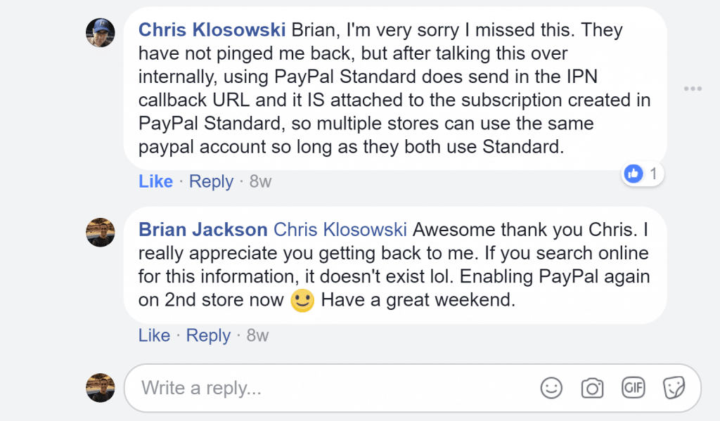 2 магазина EDD, один PayPal IPN