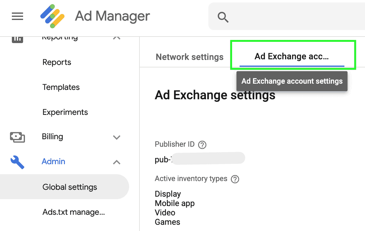 Ustawienia Ad Exchange