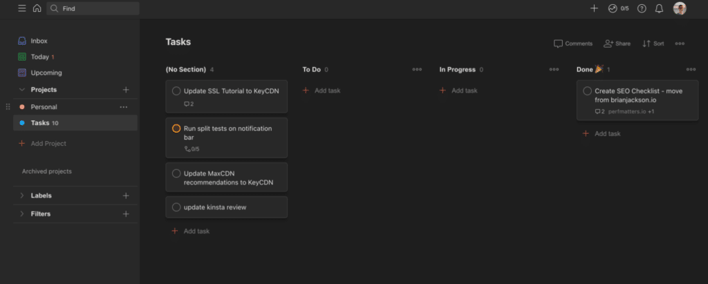 Канбан-доска Todoist
