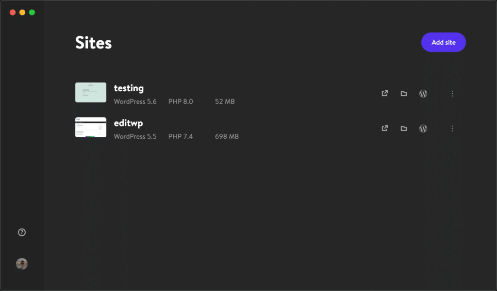 Lista lokalnych witryn WordPress