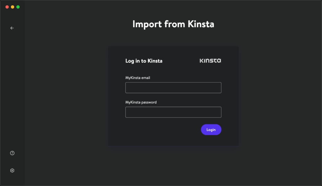 Dane logowania DevKinsta MyKinsta