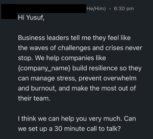 Beispiel oder schlechtes ausgehendes B2B-SaaS-Messaging