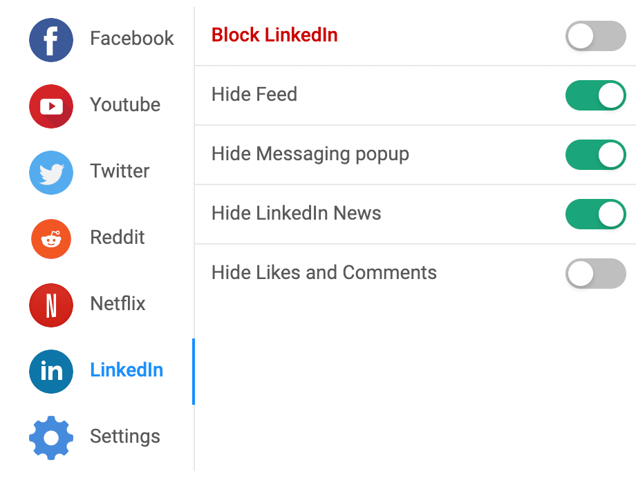 Blocca le impostazioni di LinkedIn