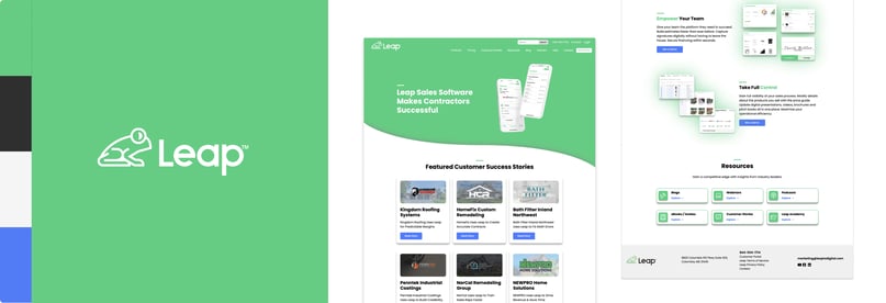Exemplu de culoare de branding SaaS verde - Leap