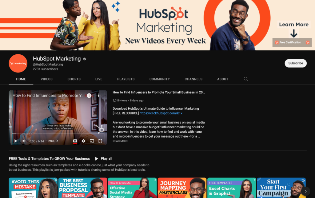 pemasaran hubspot youtube