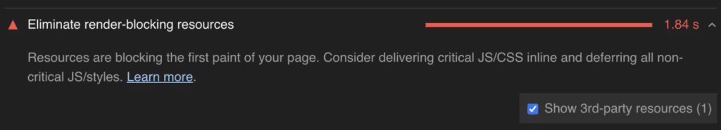 Eliminar la advertencia de recursos que bloquean el renderizado