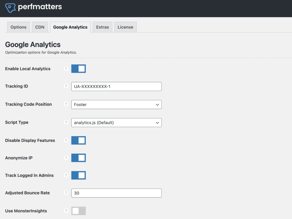 Alojar Google Analytics localmente con Perfmatters