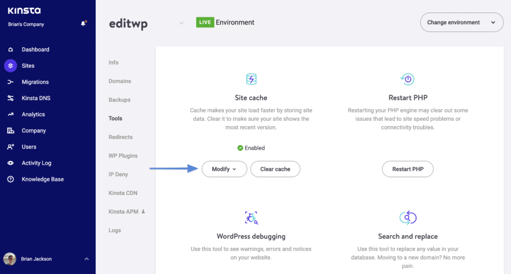 Modificar la caducidad de la memoria caché en MyKinsta