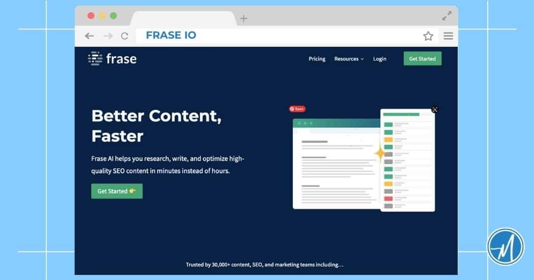 AI SEO 工具 #3 - 用于优化内容的 Frase IO