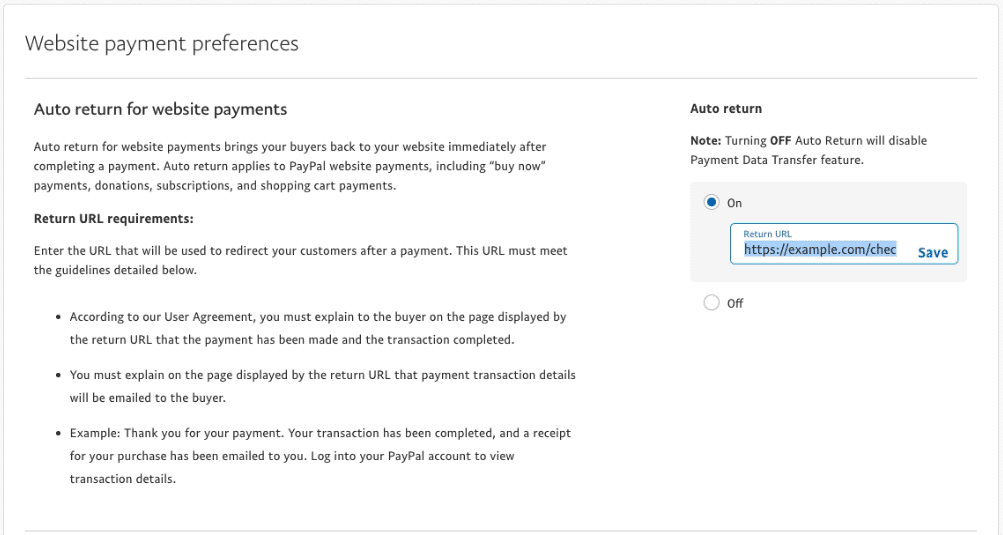 Penyiapan pengembalian otomatis PayPal