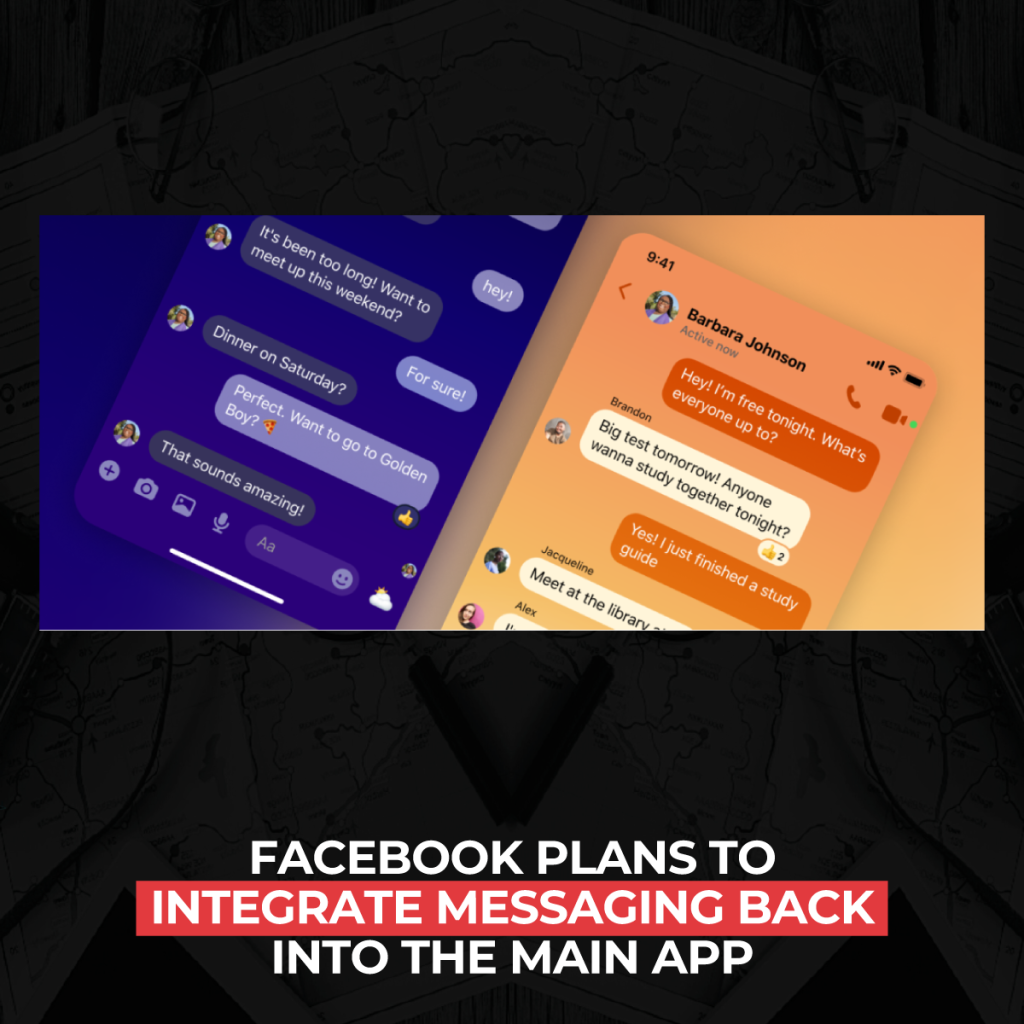الفيسبوك خطط لدمج الرسائل العودة إلى التطبيق الرئيسي