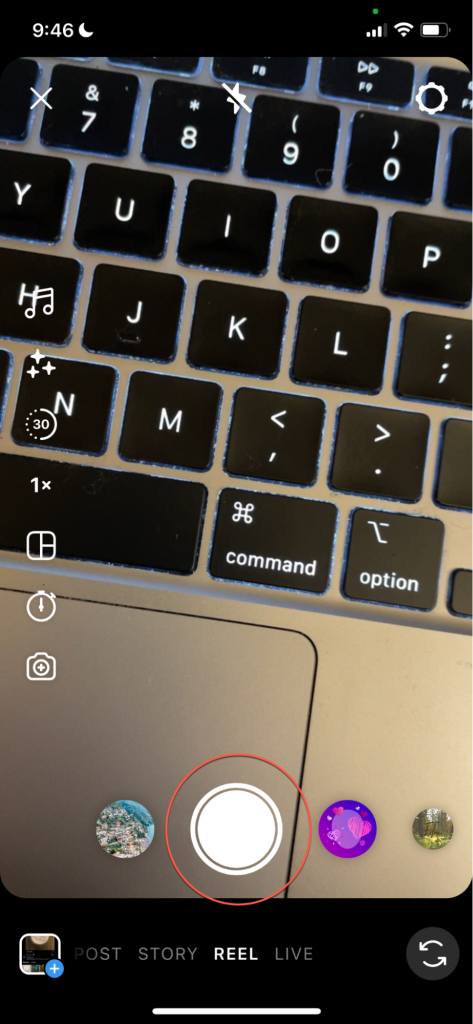 ปุ่มบันทึกวงล้อ Instagram