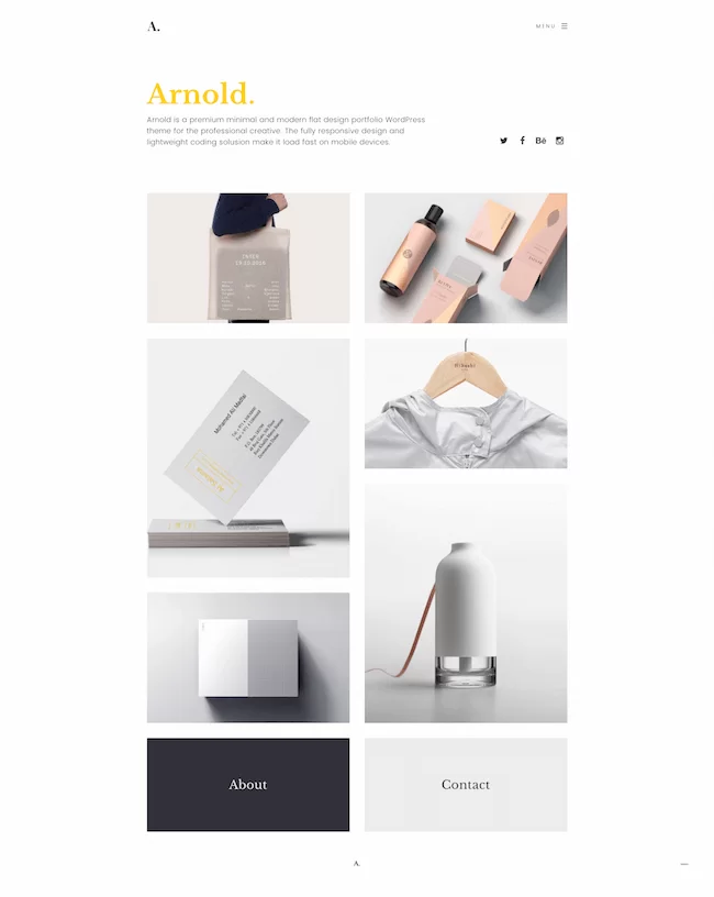 Arnold Minimal Portfolio WordPress 테마