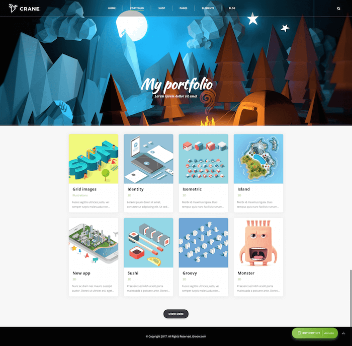 크레인 포트폴리오 테마