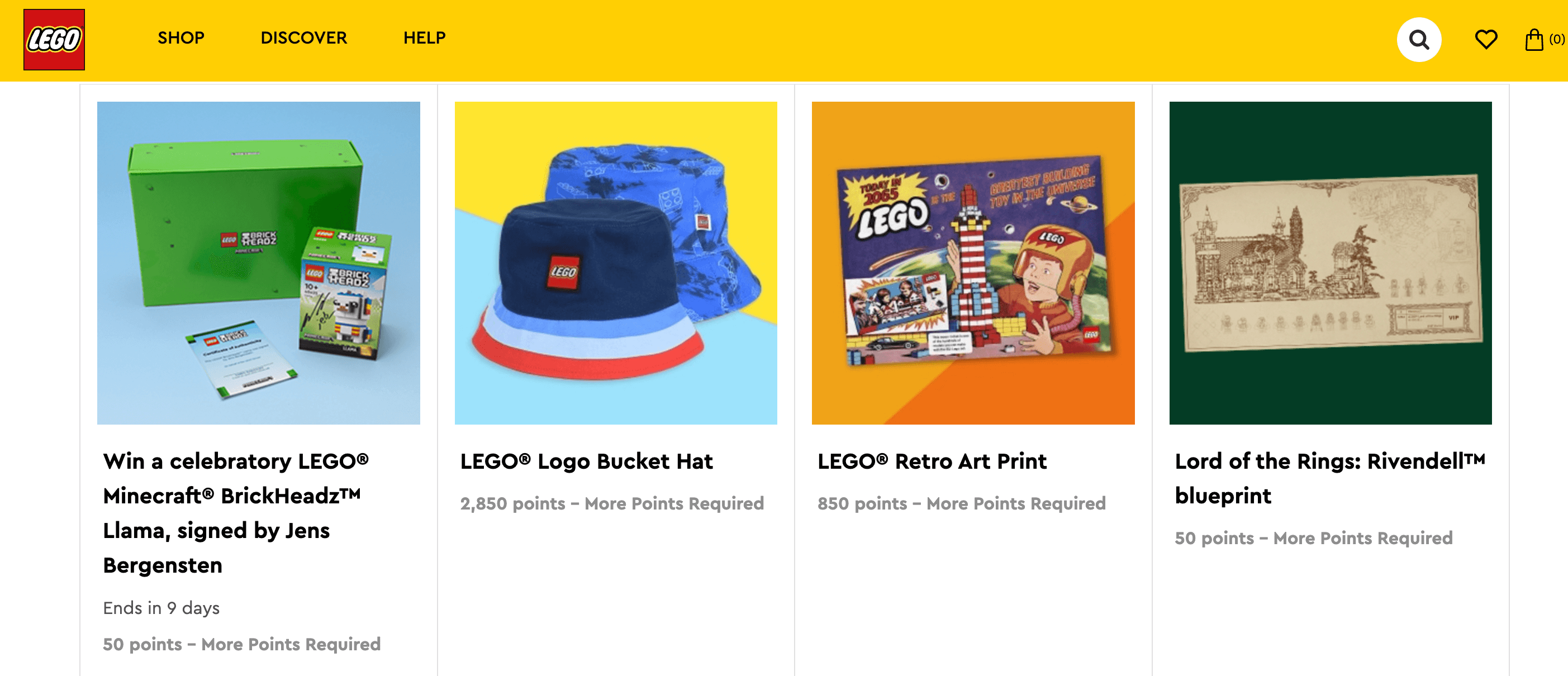 Belohnungen für das LEGO VIP-Programm LEGO VIP program rewards on their rewards dashboard